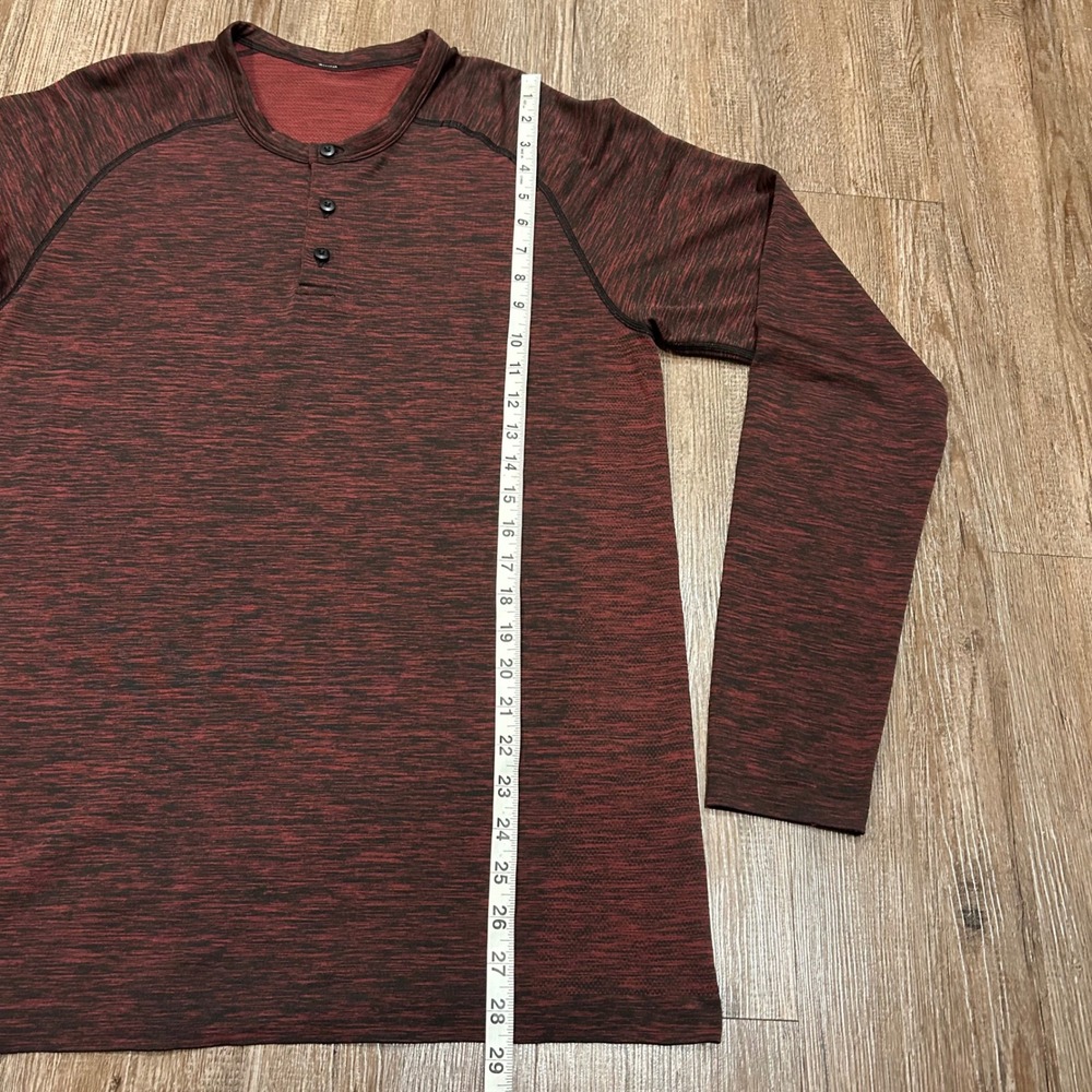 Lululemon Metal Vent Tech Henley Long Sleeve Shirt Maroon Men Large - Picture 4 of 6